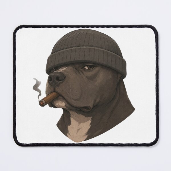 Item preview, Bad Pitbull smoking designed and sold by ModernPaws.