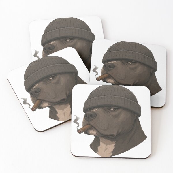 Item preview, Bad Pitbull smoking designed and sold by ModernPaws.