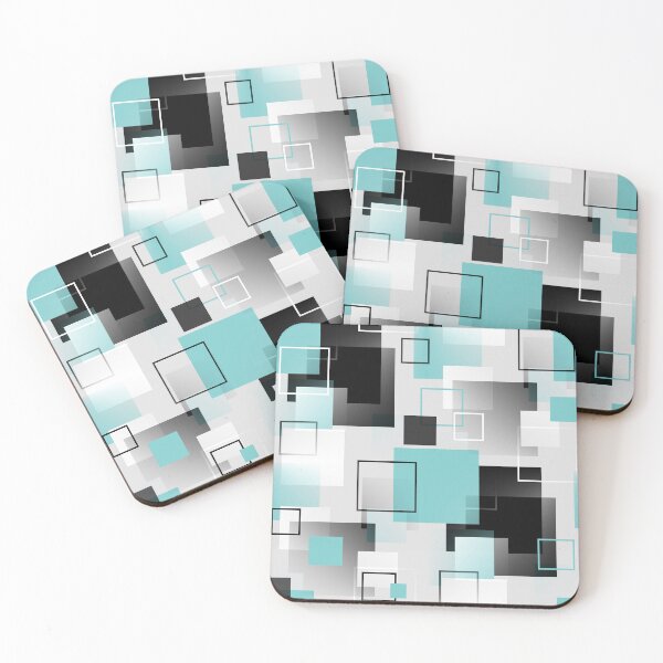 Item preview, Midcentury Modern Retro Squares in Blue and Gray designed and sold by MellowCat.