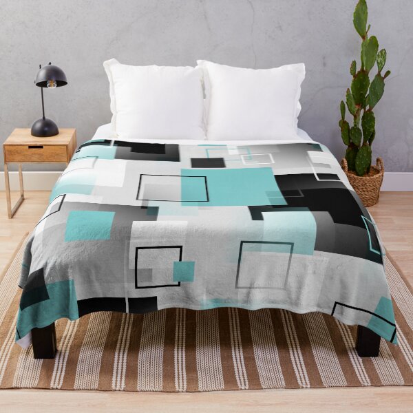 Item preview, Midcentury Modern Retro Squares in Blue and Gray designed and sold by MellowCat.
