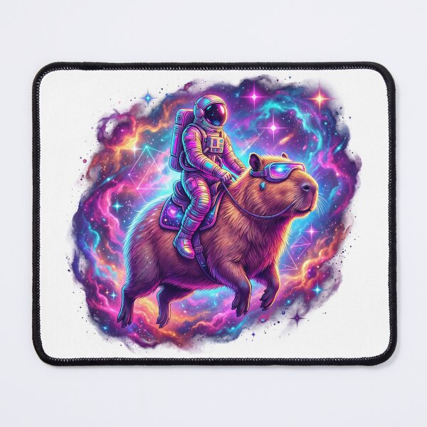 Item preview, Majestic Space Capybara Riding Astronaut Synthwave Art designed and sold by digiartmagic.