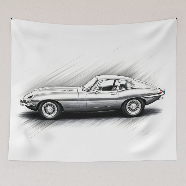Item preview, Jaguar E-Type Vintage Automotive Sketch Art designed and sold by rgagliardi2017.