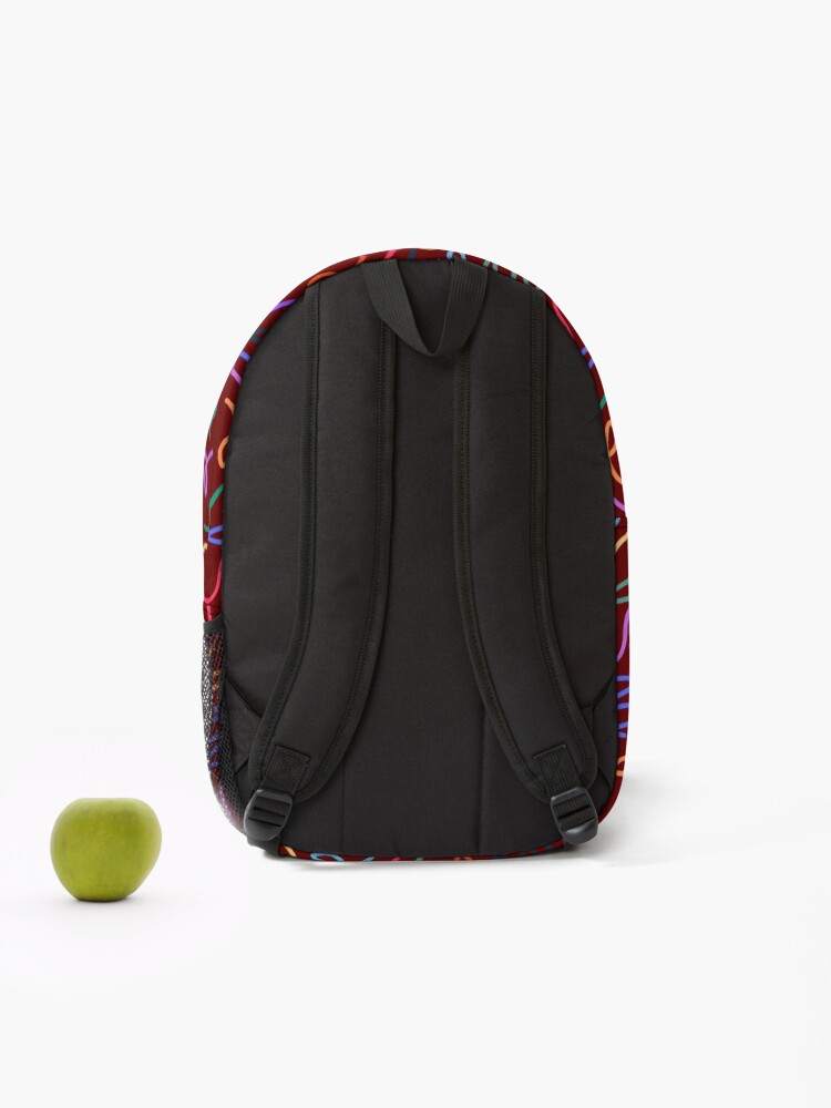 Thumbnail 2 of 3, Backpack, Colorful Retro Squiggle Abstract Pattern designed and sold by DrimitStore.