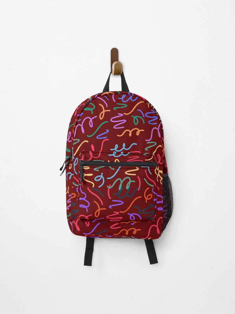 Thumbnail 1 of 3, Backpack, Colorful Retro Squiggle Abstract Pattern designed and sold by DrimitStore.
