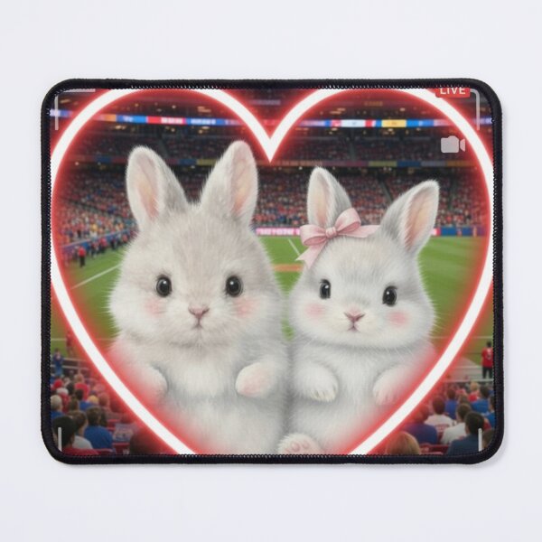 Item preview, Cute Bunnies Kiss Cam Heart - Whimsical Stadium Pet Ar designed and sold by lovelistivkaa.