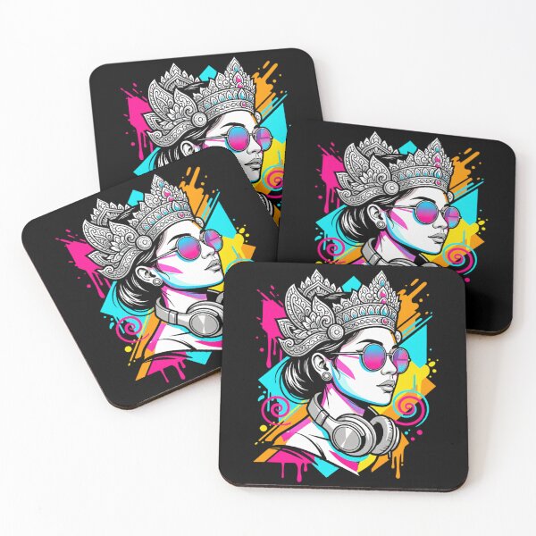 Item preview, Modern Goddess with Headphones | Neon Pop Art Portrait designed and sold by Khanz4Design.