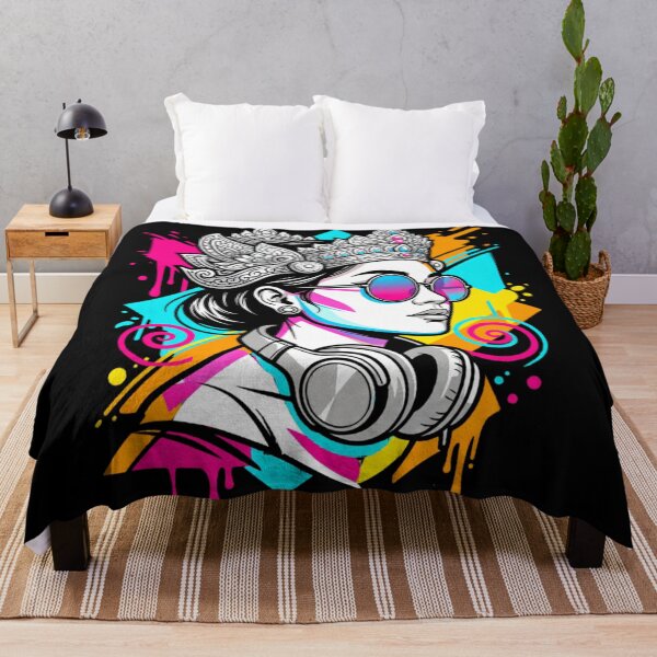 Item preview, Modern Goddess with Headphones | Neon Pop Art Portrait designed and sold by Khanz4Design.
