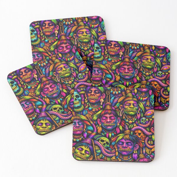 Item preview, Surreal Psychedelic Jíbaro Shrunken Heads Pattern designed and sold by ITSimagination.