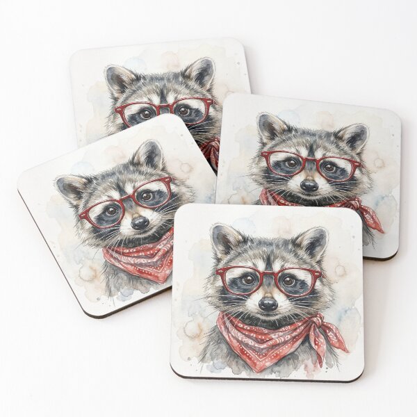 Item preview, Raccoon Wearing a Red Glasses and Bandana designed and sold by Maria Dryfhout.