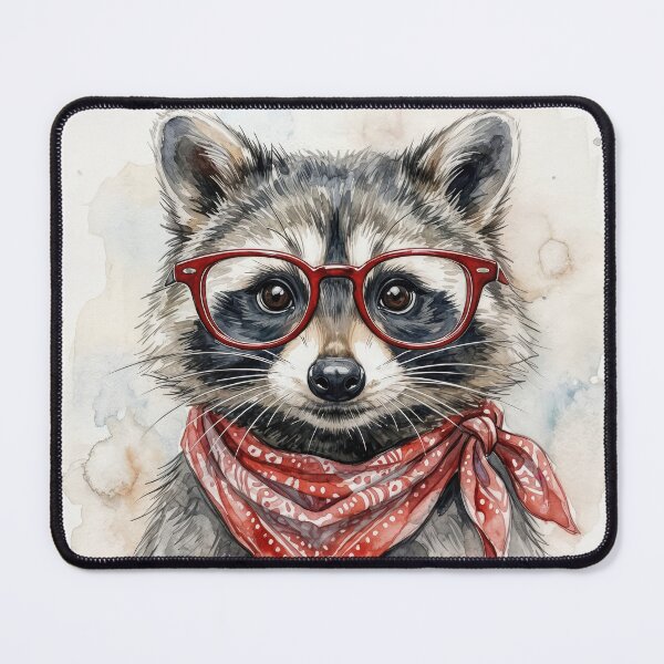 Item preview, Raccoon Wearing a Red Glasses and Bandana designed and sold by Maria Dryfhout.