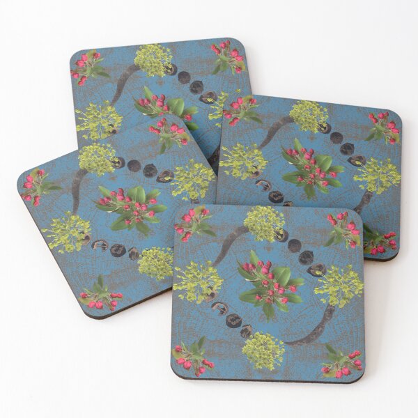 Item preview, Spring Maple Crab Apple Walnut & Honey Locust on Blue & Brown designed and sold by Digitalmyth's Designs.