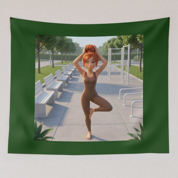 Item preview, Yoga Morning Bliss - Redhead Yogi in the Park designed and sold by Azurart2.