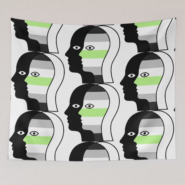 Item preview, Agender Pride Minimalist Two Faces - Silhouette LGBTQ Illustration designed and sold by Cannaxes Studio.