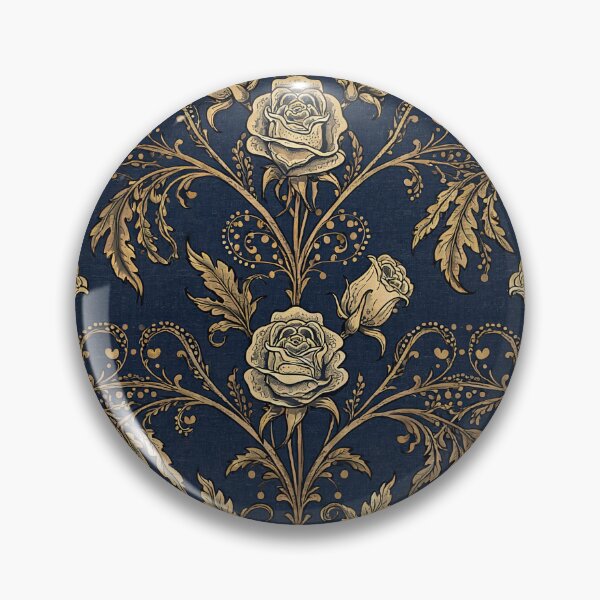 Item preview, Art Nouveau Gothic Rose Navy Gold Seamless Pattern designed and sold by Grainwork.
