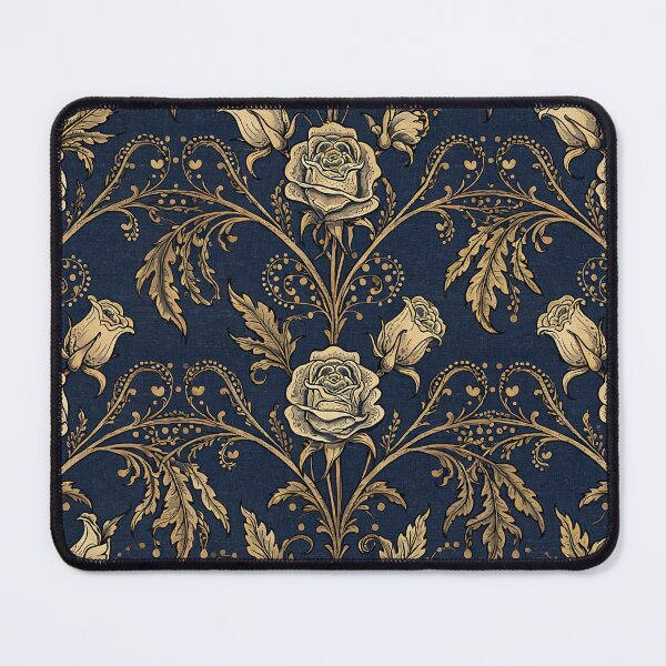 Item preview, Art Nouveau Gothic Rose Navy Gold Seamless Pattern designed and sold by Grainwork.