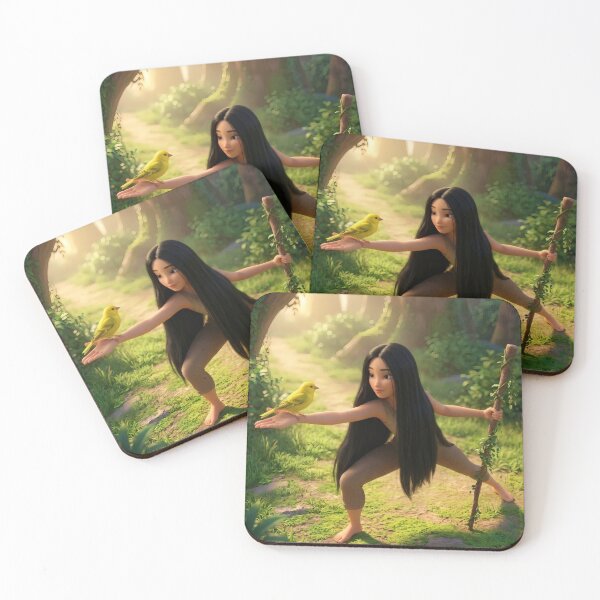 Item preview, Forest Guardian - Nature Spirit and Yellow Bird designed and sold by Azurart2.