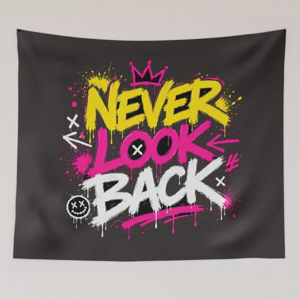 Item preview, NEVER LOOK BACK Graffiti Quote Tee | Neon Urban Fashion designed and sold by JustResultsCo.