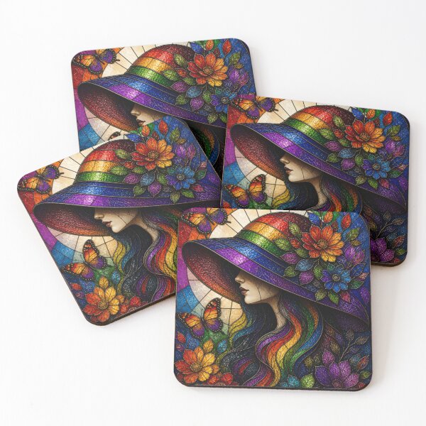 Item preview, Radiant Rainbow Muse: Stained Glass Floral Portrait designed and sold by Soluna Studio.