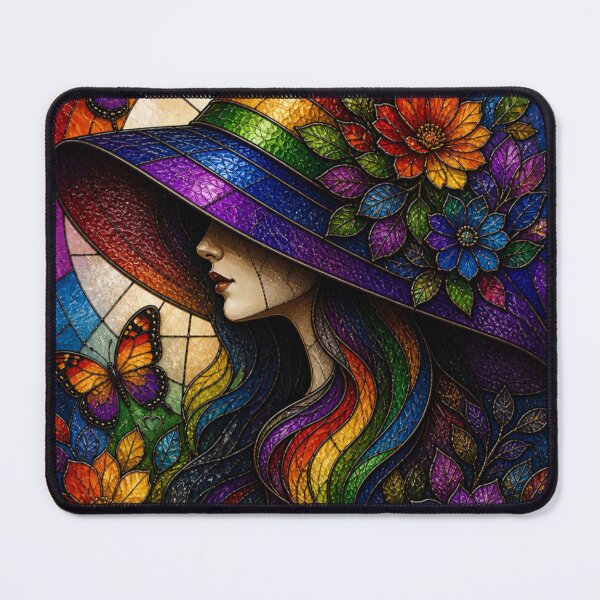 Item preview, Radiant Rainbow Muse: Stained Glass Floral Portrait designed and sold by Soluna Studio.