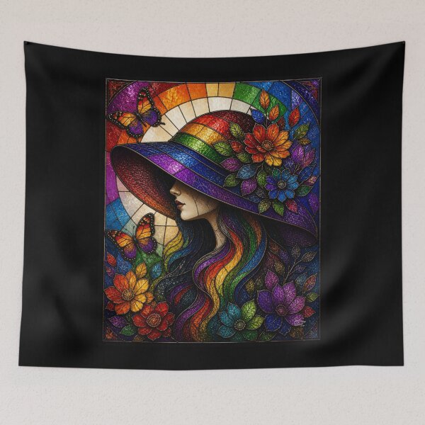 Item preview, Radiant Rainbow Muse: Stained Glass Floral Portrait designed and sold by Soluna Studio.