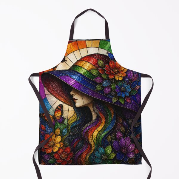 Item preview, Radiant Rainbow Muse: Stained Glass Floral Portrait designed and sold by Soluna Studio.