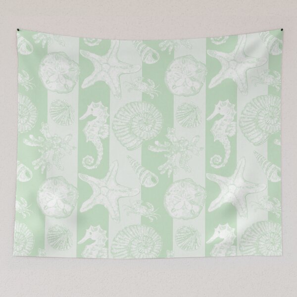 Item preview, Vintage White Washed Sea Life in Mint Green  designed and sold by PD-Coastal.