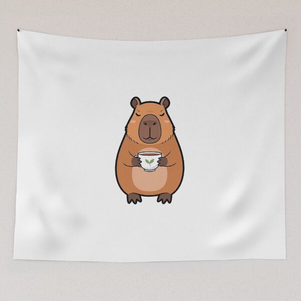Item preview, Cozy Capybara Tea Sticker designed and sold by Osmose-Studio ⭐⭐⭐⭐⭐.