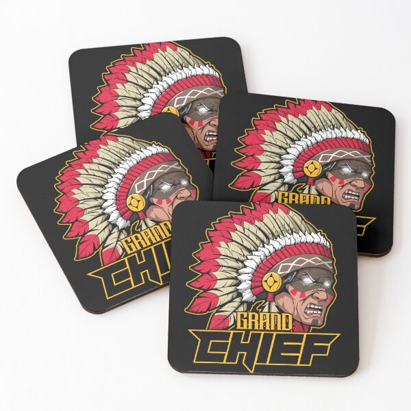 Item preview, Grand Chief Warrior - Fierce Red and Gold Mascot Illustration designed and sold by Canache.