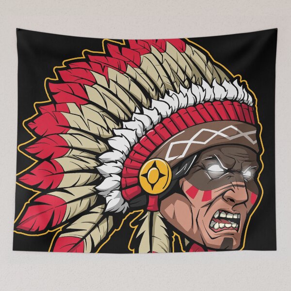 Item preview, Grand Chief Warrior - Fierce Red and Gold Mascot Illustration designed and sold by Canache.