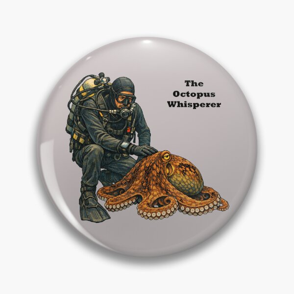 Item preview, Vintage SCUBA Diving Diver Petting and Taming a Large Octopus URM designed and sold by urmaddad.