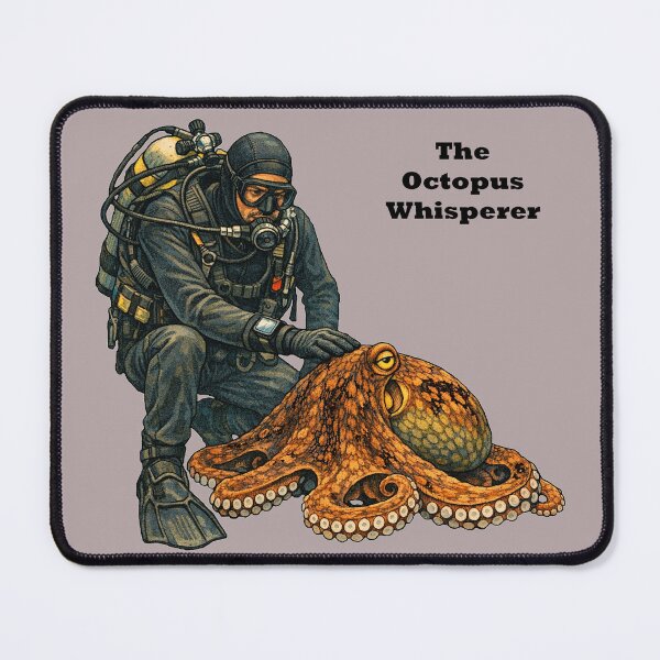Item preview, Vintage SCUBA Diving Diver Petting and Taming a Large Octopus URM designed and sold by urmaddad.