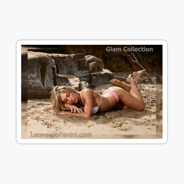girl in bikini lying on the beach Sticker