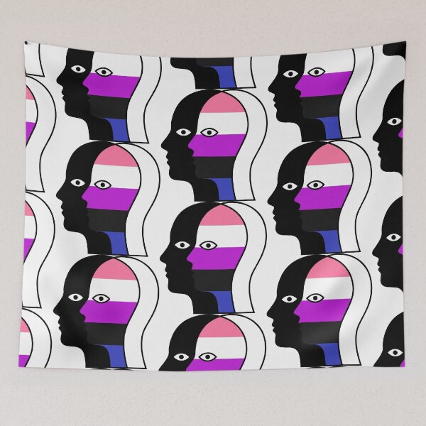 Item preview, Genderfluid Pride Flag Abstract Portrait - LGBTQ Minimalist Line Art designed and sold by Cannaxes Studio.