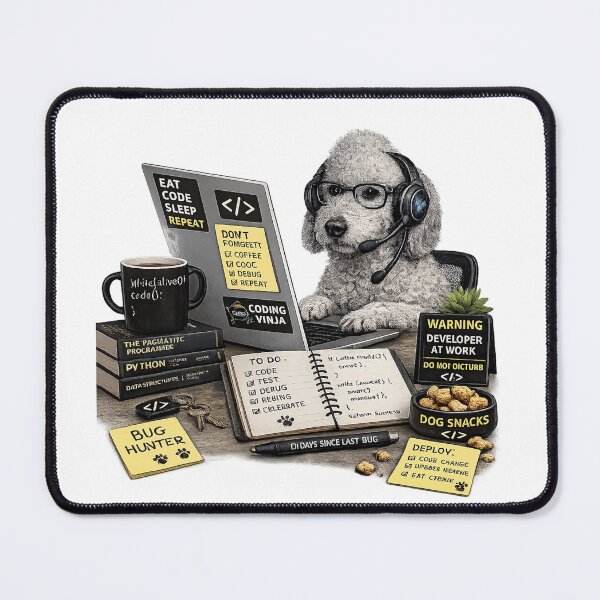 Item preview, Bedlington Terrier Coding Dog – Realistic Programmer Puppy designed and sold by YamiSociety.