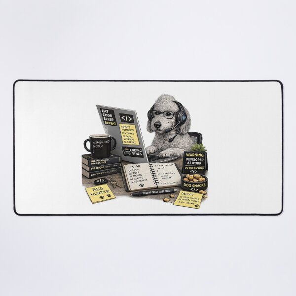 Item preview, Bedlington Terrier Coding Dog – Realistic Programmer Puppy designed and sold by YamiSociety.