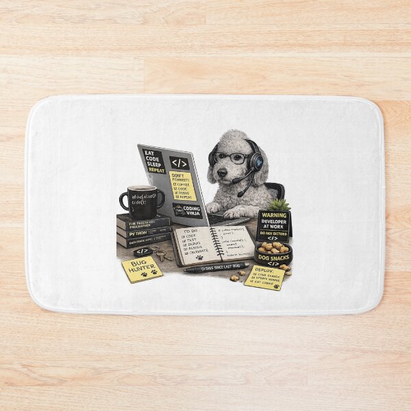 Item preview, Bedlington Terrier Coding Dog – Realistic Programmer Puppy designed and sold by YamiSociety.