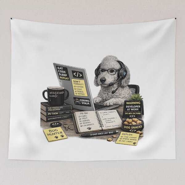 Item preview, Bedlington Terrier Coding Dog – Realistic Programmer Puppy designed and sold by YamiSociety.