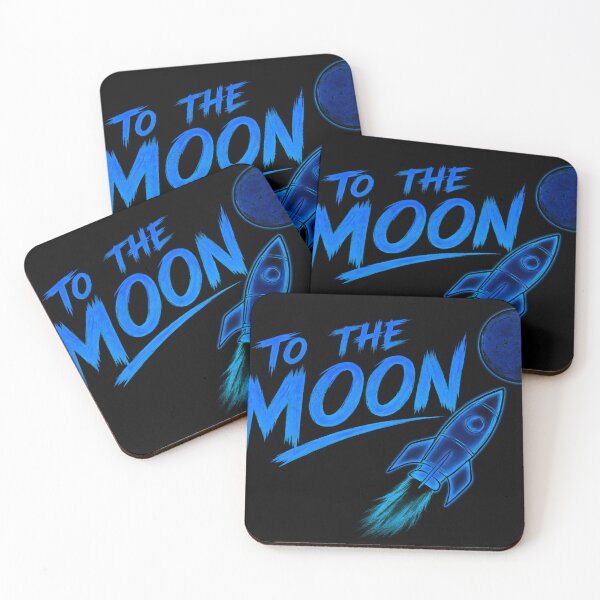 Item preview, To The Moon Crypto Trading Rocket Blue Neon Aesthetic designed and sold by PatysArt.