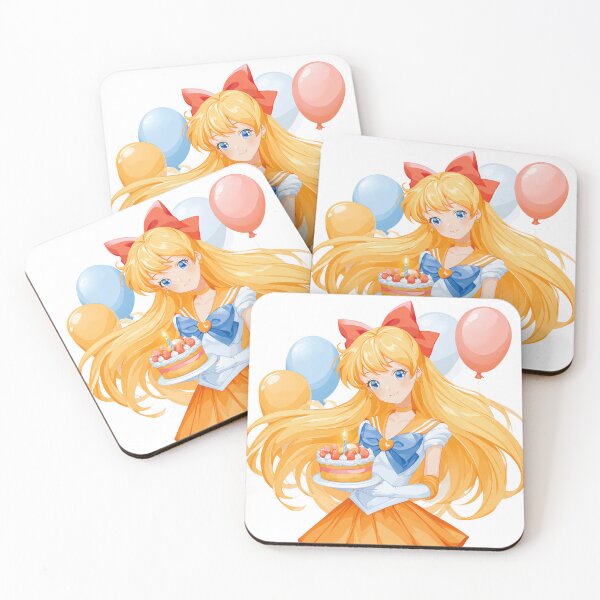 Item preview, Sailor Venus birthday cake balloons card designed and sold by spiritedmuse.