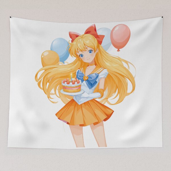 Item preview, Sailor Venus birthday cake balloons card designed and sold by spiritedmuse.