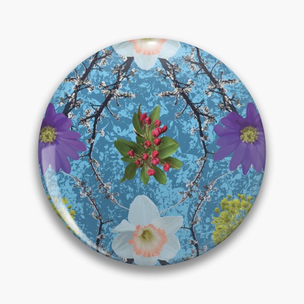 Item preview, Spring Maple Crab Apple Plum Windflower Daffodil on Blues designed and sold by Digitalmyth's Designs.