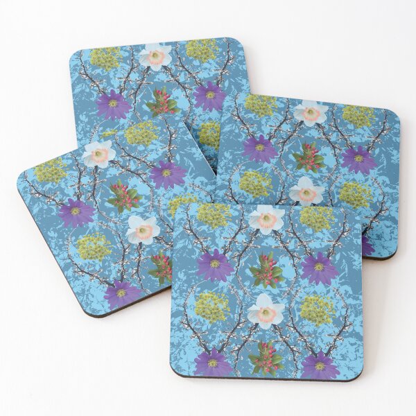 Item preview, Spring Maple Crab Apple Plum Windflower Daffodil on Blues designed and sold by Digitalmyth's Designs.