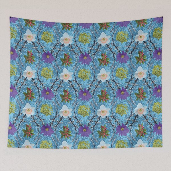 Item preview, Spring Maple Crab Apple Plum Windflower Daffodil on Blues designed and sold by Digitalmyth's Designs.