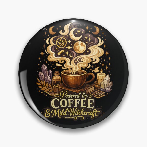 Item preview, Powered by Coffee & Mild Witchcraft – Cozy Witchy Coffee Aesthetic, Boho Mystical Moon & Stars Design designed and sold by Ladys-Gents.