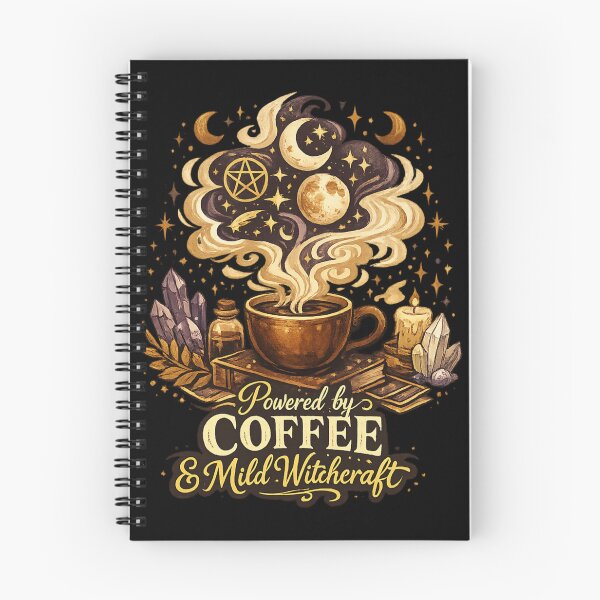 Item preview, Powered by Coffee & Mild Witchcraft – Cozy Witchy Coffee Aesthetic, Boho Mystical Moon & Stars Design designed and sold by Ladys-Gents.