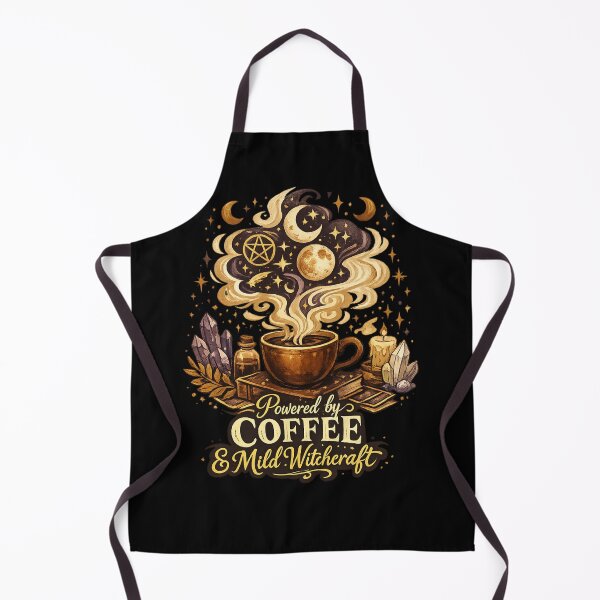 Item preview, Powered by Coffee & Mild Witchcraft – Cozy Witchy Coffee Aesthetic, Boho Mystical Moon & Stars Design designed and sold by Ladys-Gents.