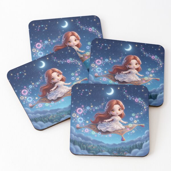 Item preview, Magical girl illustration: charming chibi on a flying carpet designed and sold by Azurart2.