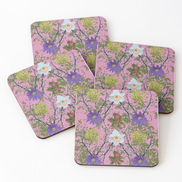 Item preview, Spring Maple Crab Apple Plum Windflower Daffodil on Pink & Green designed and sold by Digitalmyth's Designs.