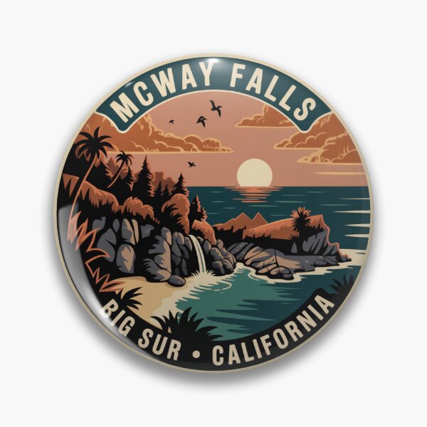 Item preview, McWay Falls California: Sunset Badge designed and sold by CircinusStore.