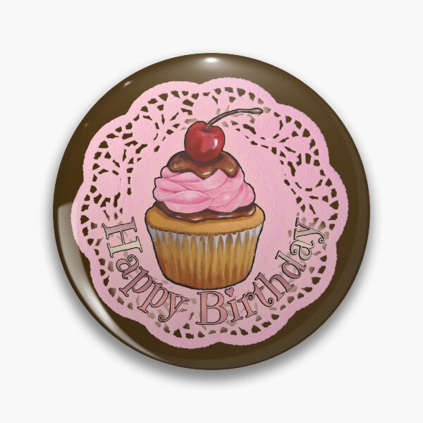 Item preview, Happy Birthday Cupcake on Pink Doily designed and sold by JoyfulWhimsy.